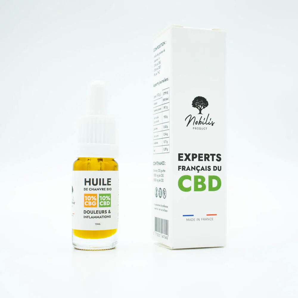 Huile 10% de CBD et 10% de CBG (Douleurs et Inflammations) sans THC EstrelaCBD