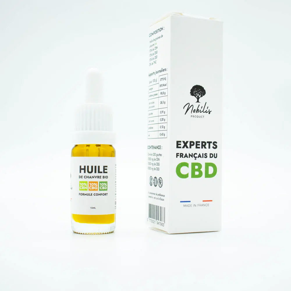 Huile 10% de CBD, 10% de CBN et 10% de CBG (Formule Confort) sans THC EstrelaCBD