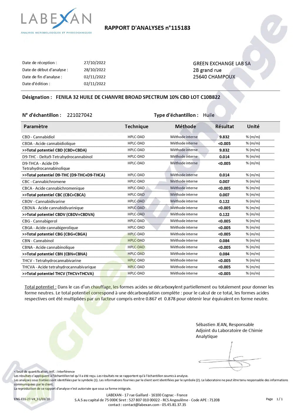 Huile de CBD 10% Broad Spectrum (sans THC) EstrelaCBD