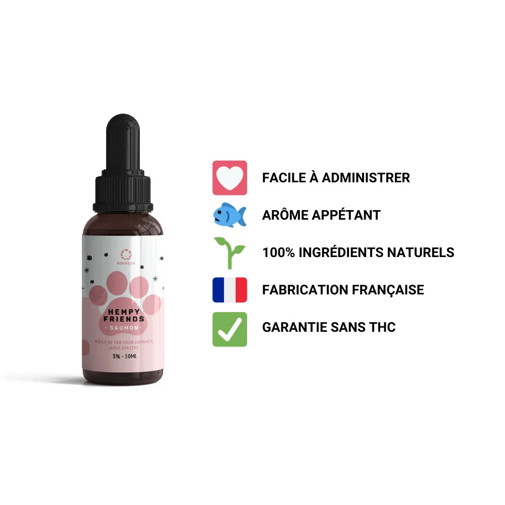 Huile CBD animaux 3% saumon
